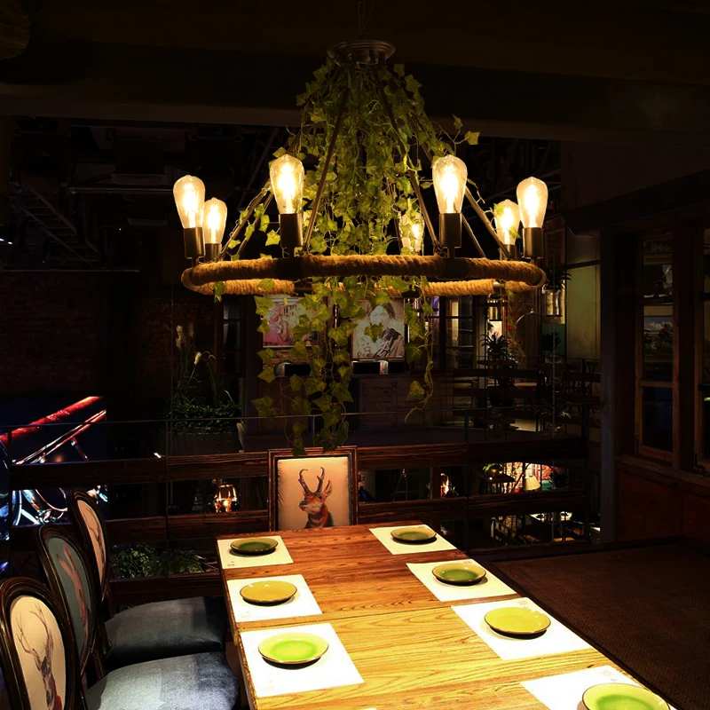 Винтажная веревка подвесные светильники лампа лофт творческая личность