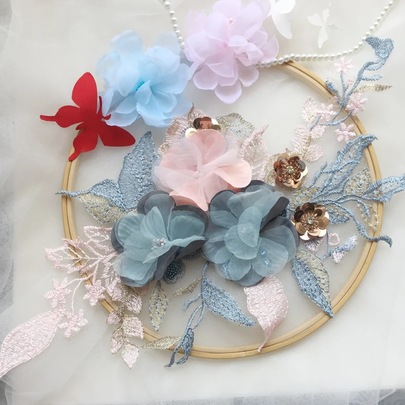 47*21 см Вышивка Кружева Аппликация DIY свитер футболка брюки пайетки Цветы отделка