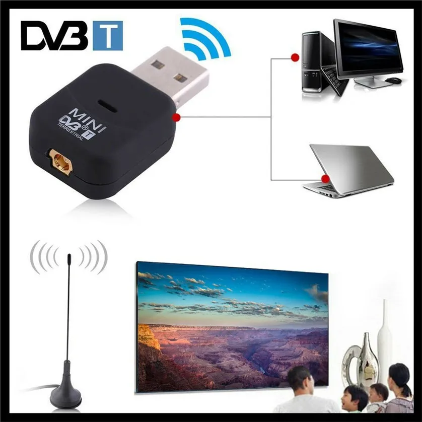 Mini USB 2,0 цифровой DVB-T SDR+ DAB+ FM HDTV тюнер ТВ-палка Антенна Dongle Stick видео вещание запись Antena приемник DVBT