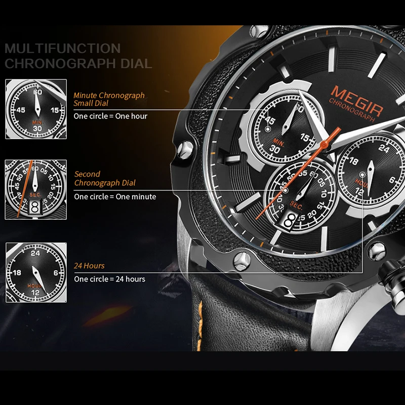 Часы Megir Мужские кварцевые аналоговые модные спортивные армейские в стиле