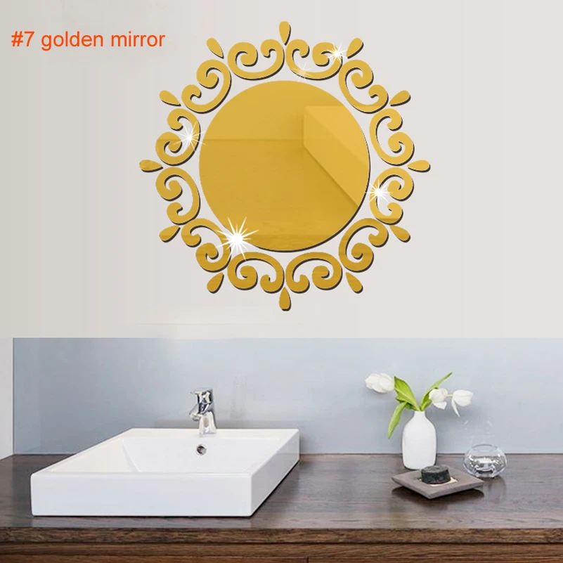 3D Зеркало Стикер Стены Квадратных Мозаика Настенное Перо DIY Обои Ванная Комната