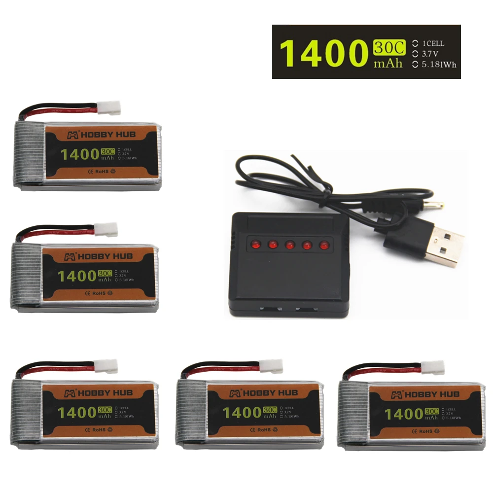 5PCS 1400 мАч 3,7 в lipo Батарея для SYMA X5 X5S X5C X5SC X5SH X5SW с 5IN1 Зарядное устройство 902852 - Цвет: 5PCS