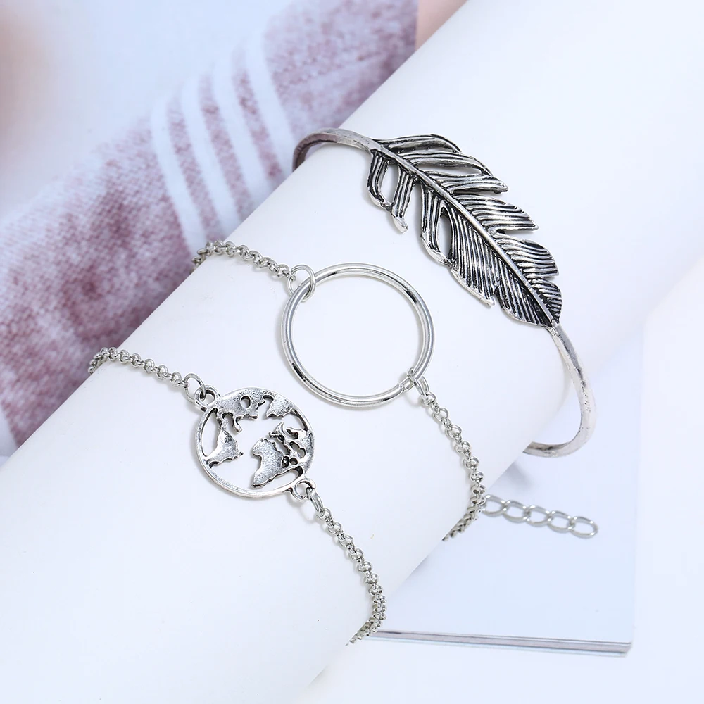 Лимонный ценный Модный Круглый серебряного цвета Комплект браслетов с картой