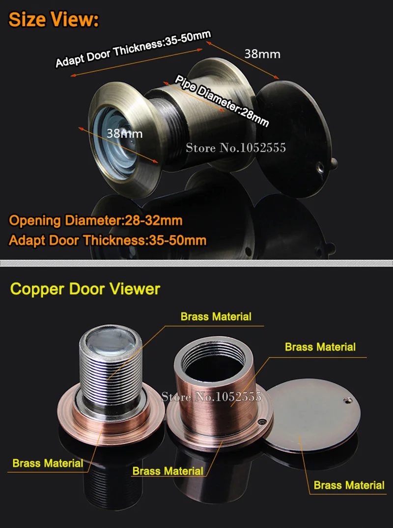 Высокое Качество 5 шт./лот 260 Градусов Латунь Широкий Угол Глазок Дверь просмотра