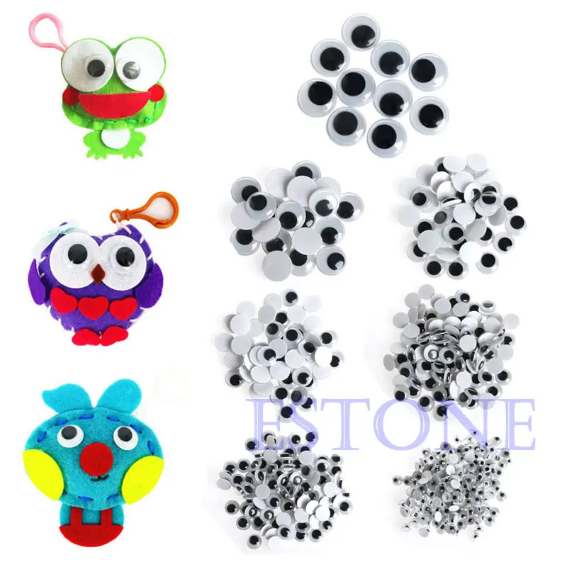 

520PCS 6-20mm Wiggly Wobbly Googly Eyes Self-adhesive Scrapbooking Crafts Mixed