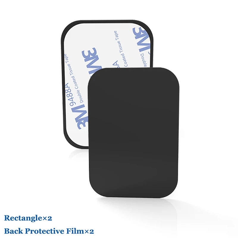 2Pcs Rectangle Black Металлическая пластина для магнит мобильный сотовый телефон запасные части для замены держателя клейкую ленту 3м магнитный металлический лист в автомобильное крепление подставка для смартфона - Цвет: 2Pcs Rectangle Black