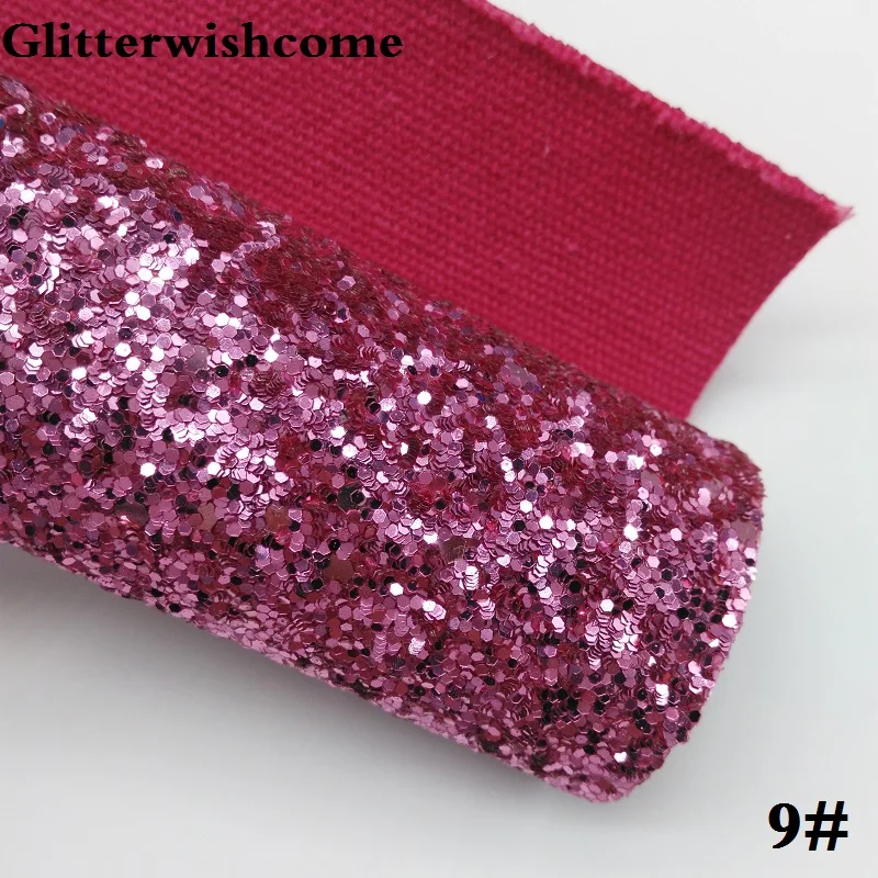 9 Glitterwishcome 21X29 см А4 Размер синтетическая кожа, Цвет Соответствующие подложке, толстый блеск кожа винил для луков, GM029A - Цвет: 9