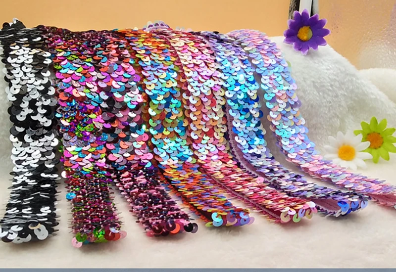 5 ярдов 3 см эластичная тесьма с блестками лента для ремня пришивания одежды