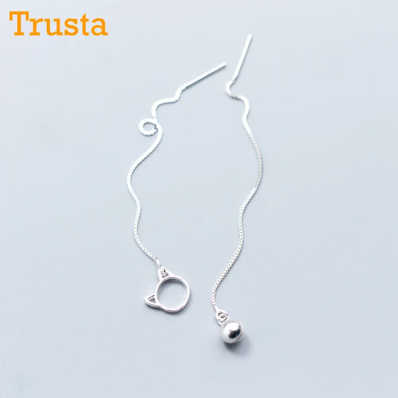 Trusta, 925 пробы, серебряные серьги, ювелирное изделие, в виде капли, одноцветные, с бусинами, с ушной линией, в Крутом стиле, для девочек-подростков, для женщин, DS1277