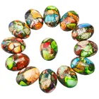 TUMBEELLUWA 1 партия (5 шт.) Цветные морские осборники, яшма овальный камень, кабошоны с плоской задней поверхностью, полудрагоценная кабина для изготовления ювелирных изделий, 18x25 мм