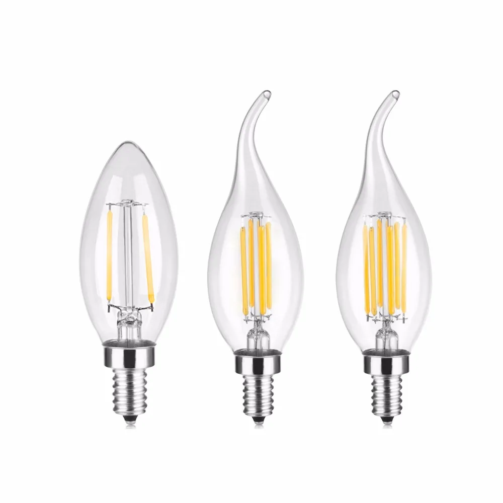 6 шт./лот E14 Светодиодный светильник в форме свечи W 4W 6W 110V 220V Edison накаливания