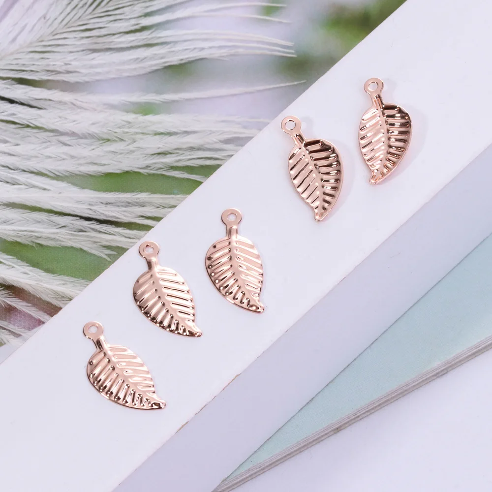 Подвеска в форме листиков медный серебристый лист цвета розовое золото амулет