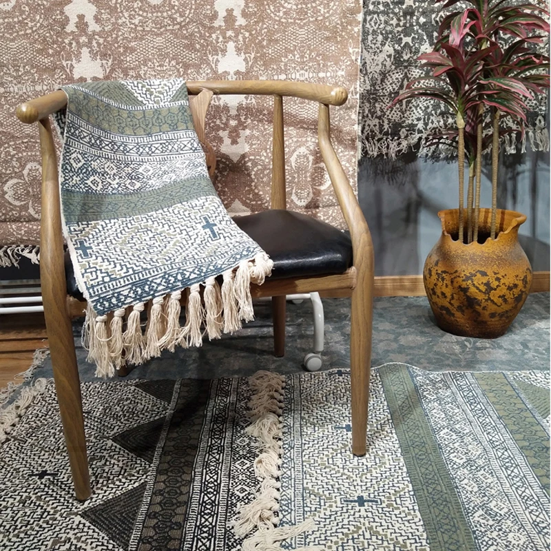 Ковер из хлопка collalily ручной работы ковер с геометрическим рисунком индийский