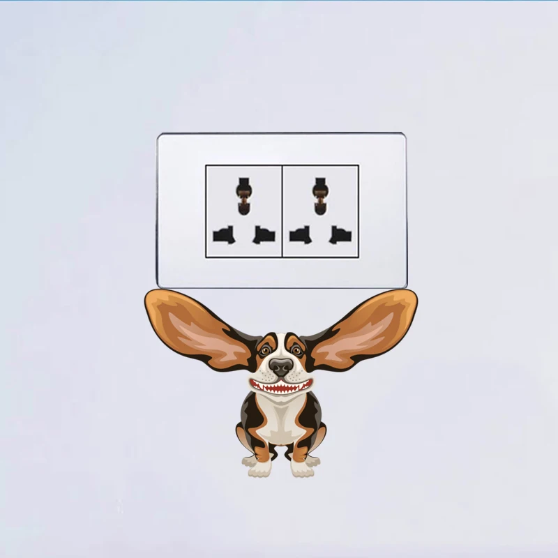 Переключатель YOJA A Dog с большими ушами крутая Наклейка на стену комнатный декор