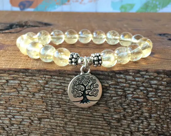 Желтый кварцевый браслет Исцеляющие кристаллы чакра желтые кварцевые ювелирные