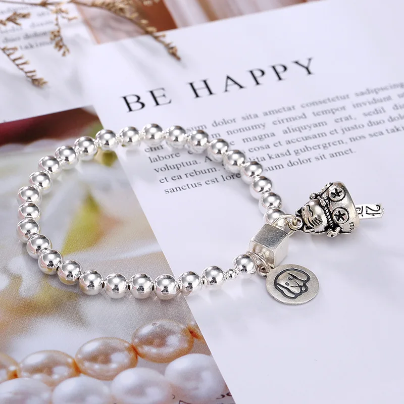 

2018 New silver S925 pure silver beads, silver beads, twelve zodiac animals, cats, wild women, and simple hand strings.