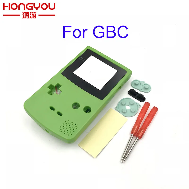 

Зеленый Полный Корпус Запасные части чехол для Nintendo GBC чехол для Gameboy Цветной корпус с винтовыми кнопками