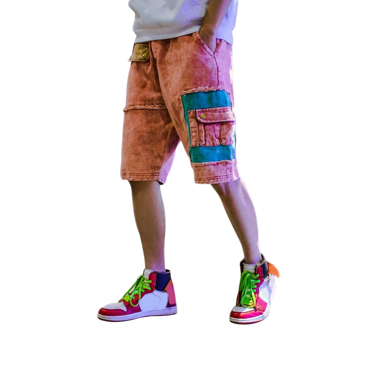 Мужские хлопковые джинсы джинсовые шорты-карго летние уличные модные короткие