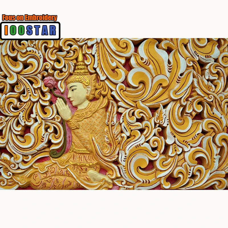 Полноразмерная Алмазная вышивка крестиком люди полная круглая мозаика Будда 3D