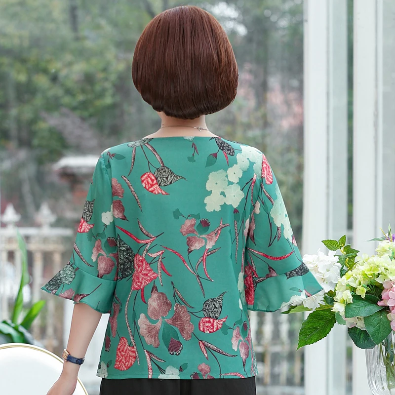 Летняя женская шифоновая рубашка большого размера топы с коротким рукавом для