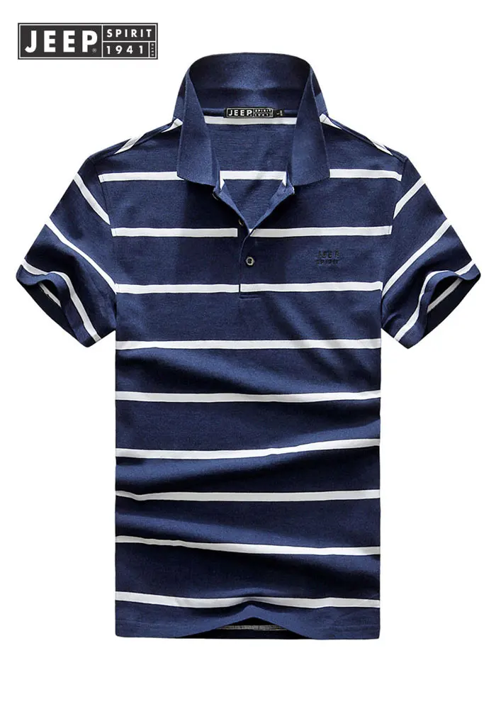 JEEP Брендовые мужские рубашки поло с коротким рукавом Свободные летние полосатые