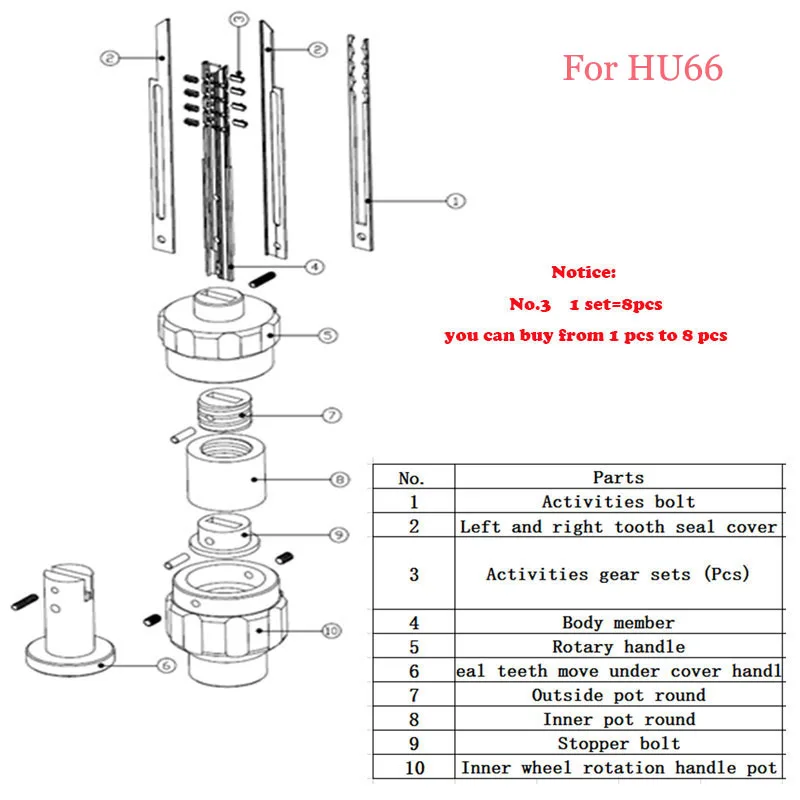 HU66 V.3 для VAG Gen 2/6 №1 до № 10 деятельности Шестерни наборы для ухода за кожей автомобиля клубень декодер двери авто слесарный инструмент