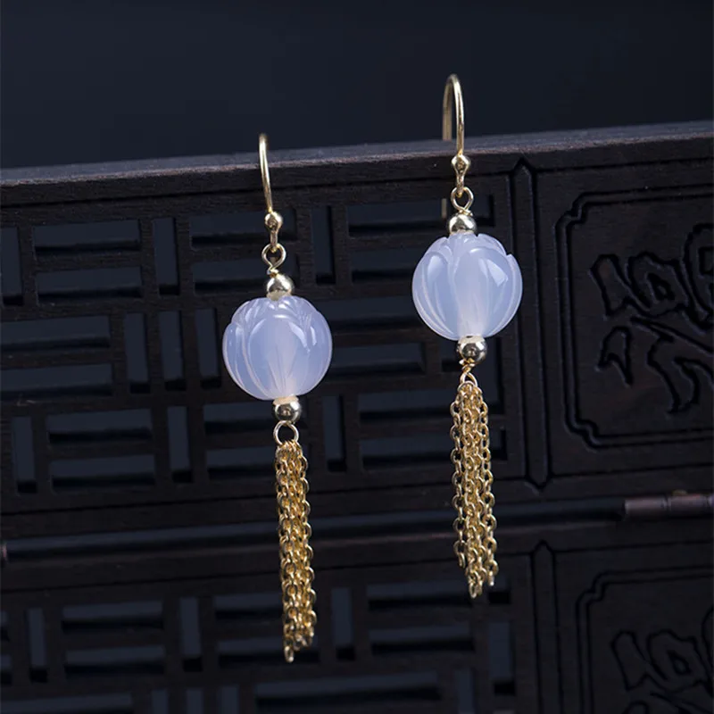 Серьги-кисточки из серебра 100% пробы с экзотической цепочкой | Украшения и