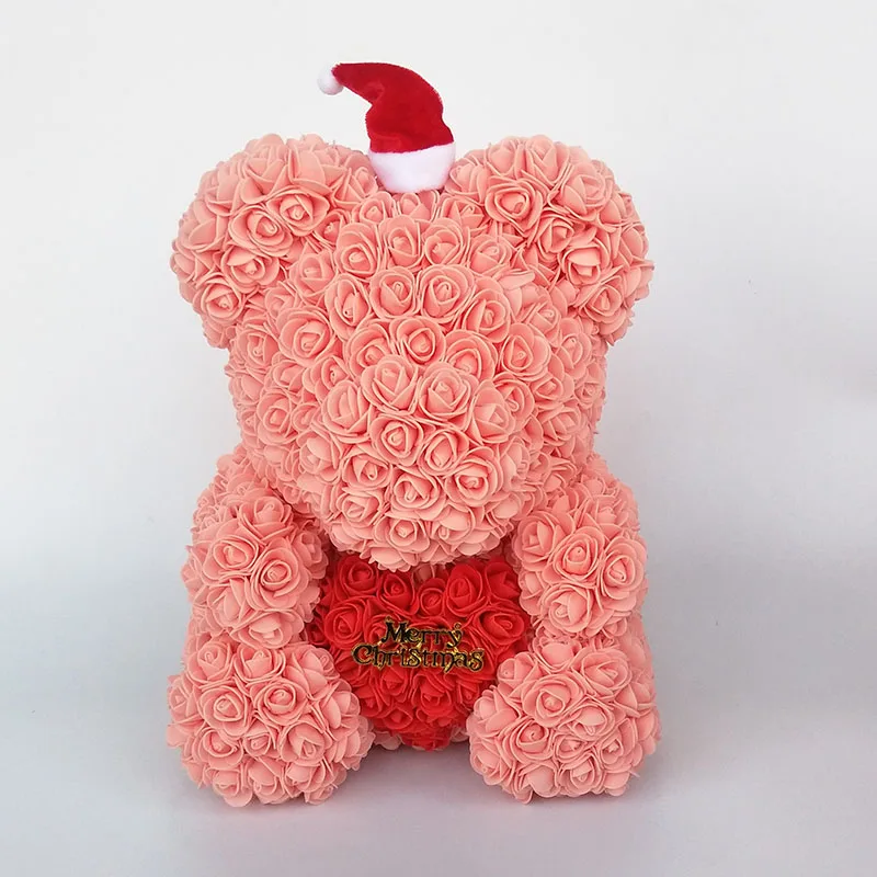teddy bear rose bear with heart artificial roses foam roses flower Christmas decoration for home. christmas gift - Цвет: meat pink