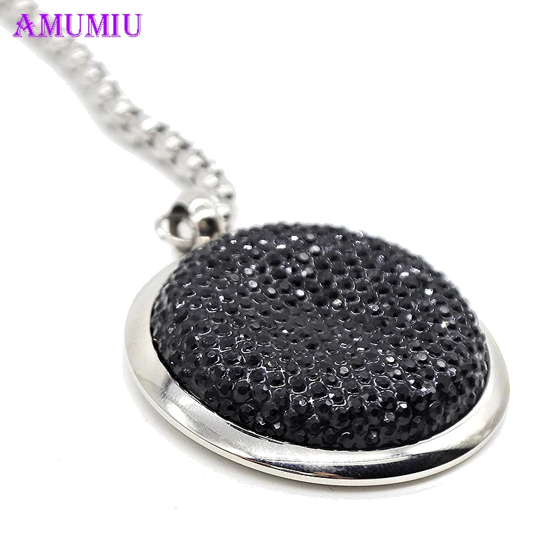 Женский комплект ювелирных изделий AMUMIU серебряный черный жемчуг кулон ожерелье