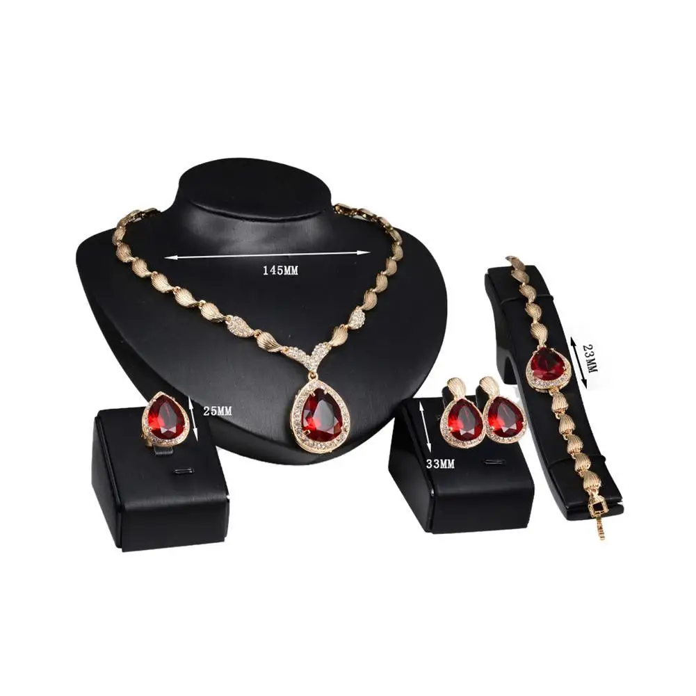 Сплав позолоченные массивные красные Кристальные ожерелья серьги горный
