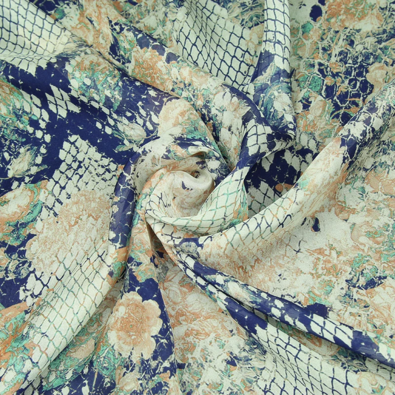 Принт змеи и цветочный принт 100% шелк шифон шелковая ткань 140 см ширина SCF109 | Дом