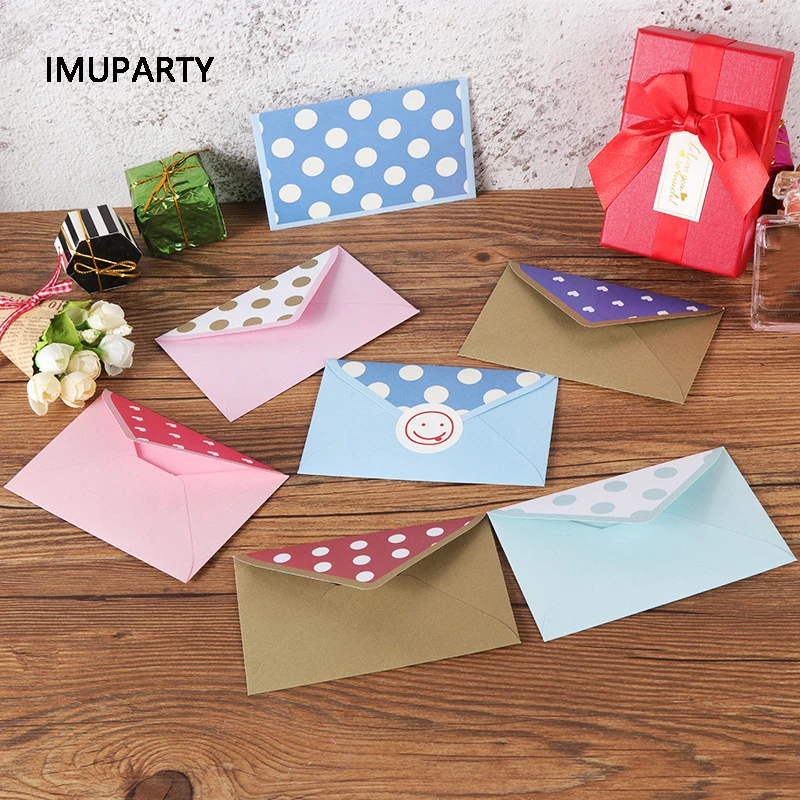 

20pcs Polka Dot Envelopes Paper for Invitations Thank You Cards Wedding Birthday Party Supplies Gift Message Notes