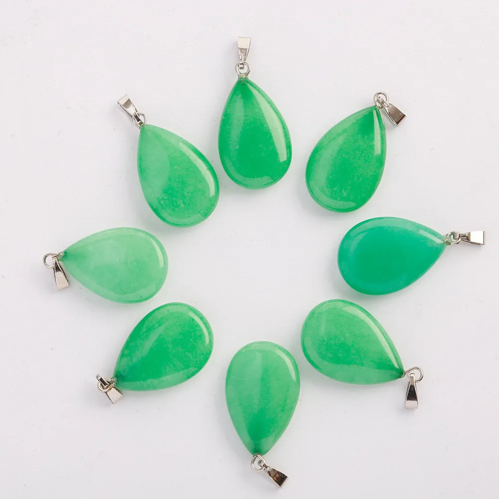 10 шт./лот модные warter drop teardrop Кулон из натурального камня для изготовления ювелирных изделий Шарм точка аксессуары - Окраска металла: Malaysian jade