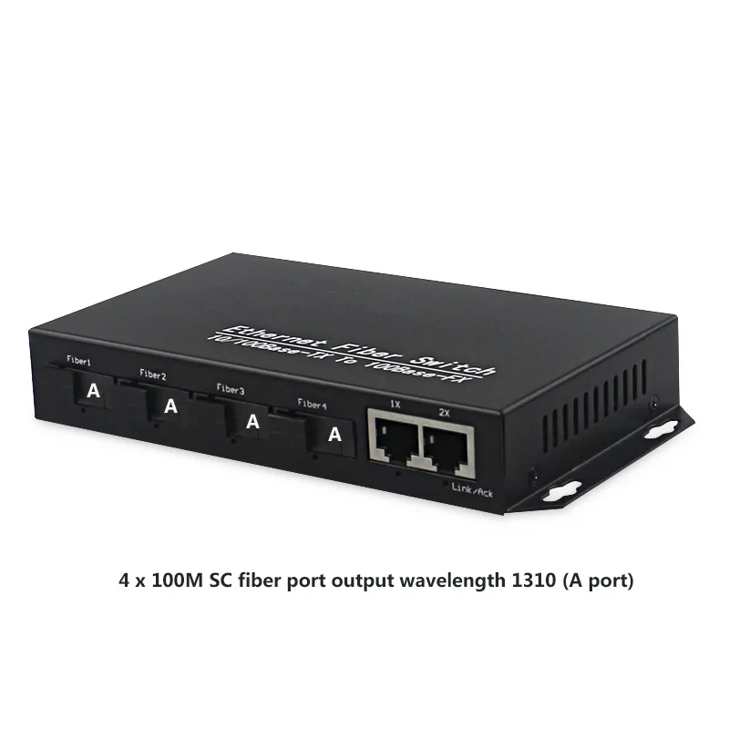 Ethernet волоконный медиаконвертер 4x100 Мбит/с порт с 2x100 коммутатор конвертер