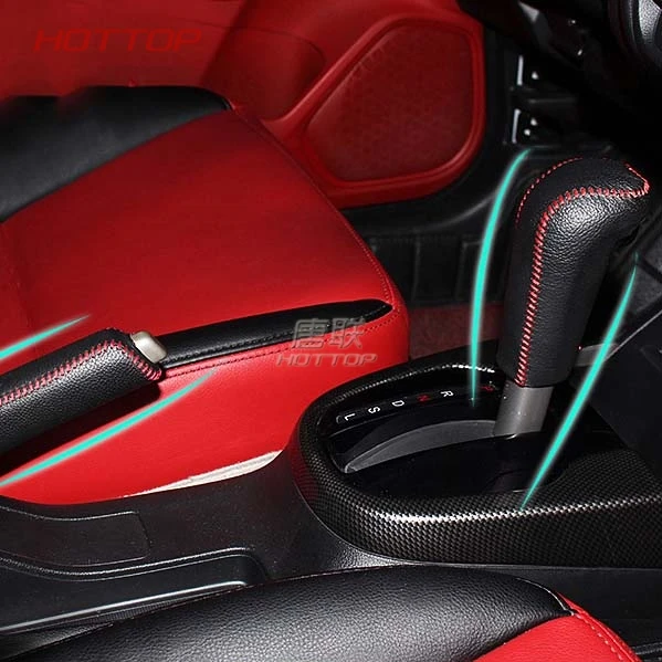 DIY Genuine Leather Red Line Shift Knob Cover &amp Handbrake For Honda Fit 2014 2015 2016 Jazz Automatic | Автомобили и мотоциклы