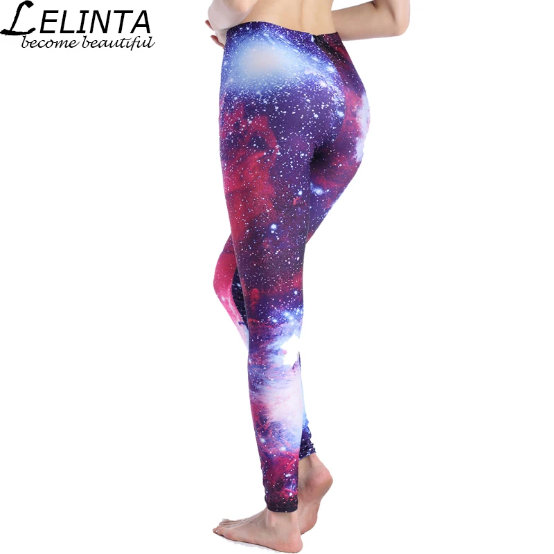 LELINTA/штаны для йоги с цифровым принтом фиолетовые звезды летние дышащие