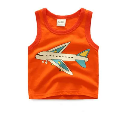 orange plane Детские летние футболки Одежда для мальчиков с героями мультфильмов топы для девочек; детское нижнее белье; модель для мальчиков из хлопчатобумажной ткани, нательное нижнее белье Жилетка для детей ясельного возраста Футболка для малышей - Цвет: orange plane