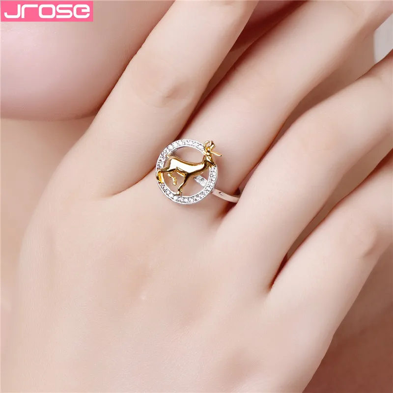 JROSE Оптовая Продажа Модные рождественские лося кольца для женщин цвет серебро