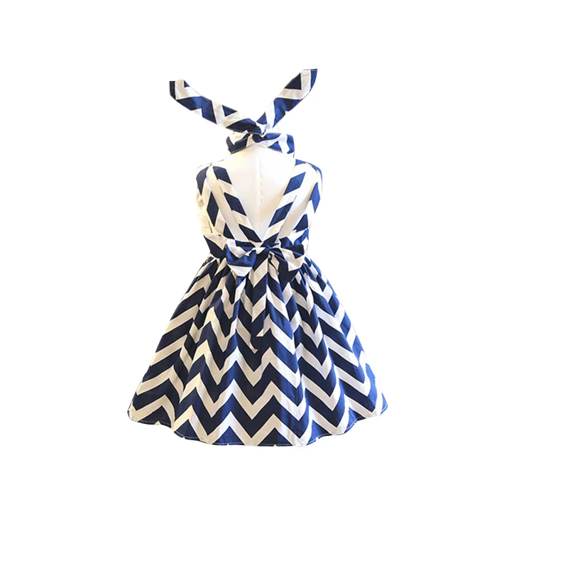 2019 новые летние полосатые платья без рукавов с открытой спиной для маленьких