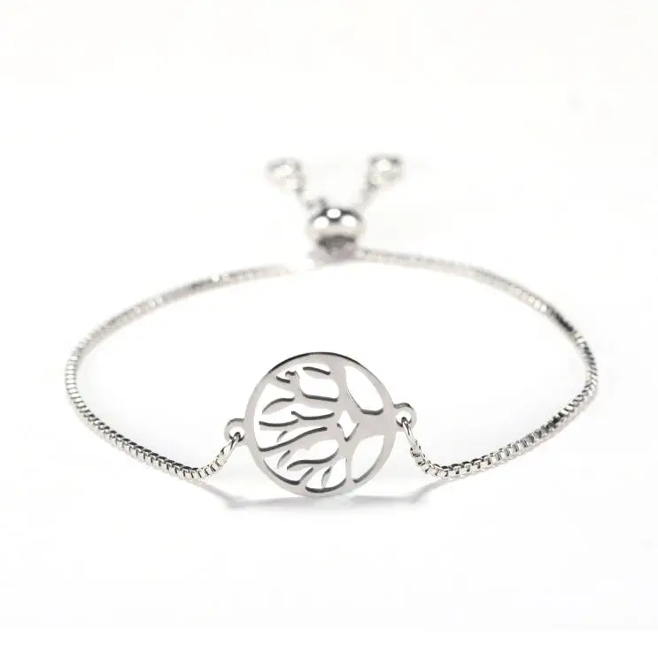 Tree Of Life Модный браслет-цепочка с перьями/Фатимой/древом жизни/бесконечностью/крестом, очаровательный женский браслет из нержавеющей стали, браслет для женщин - Окраска металла: Tree Of Life