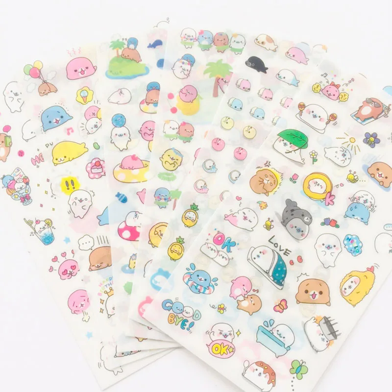 6 листов клейкие ПВХ наклейки Морская лев|stationery stationery|stationery paperstationery kawaii |