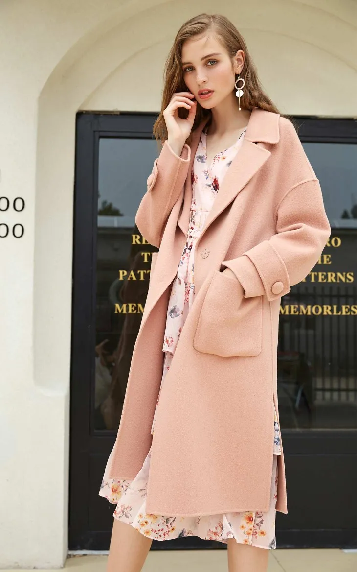 Vero Moda женское новое шерстяное Двустороннее пальто с открытыми плечами из чистой шерсти | 318327502
