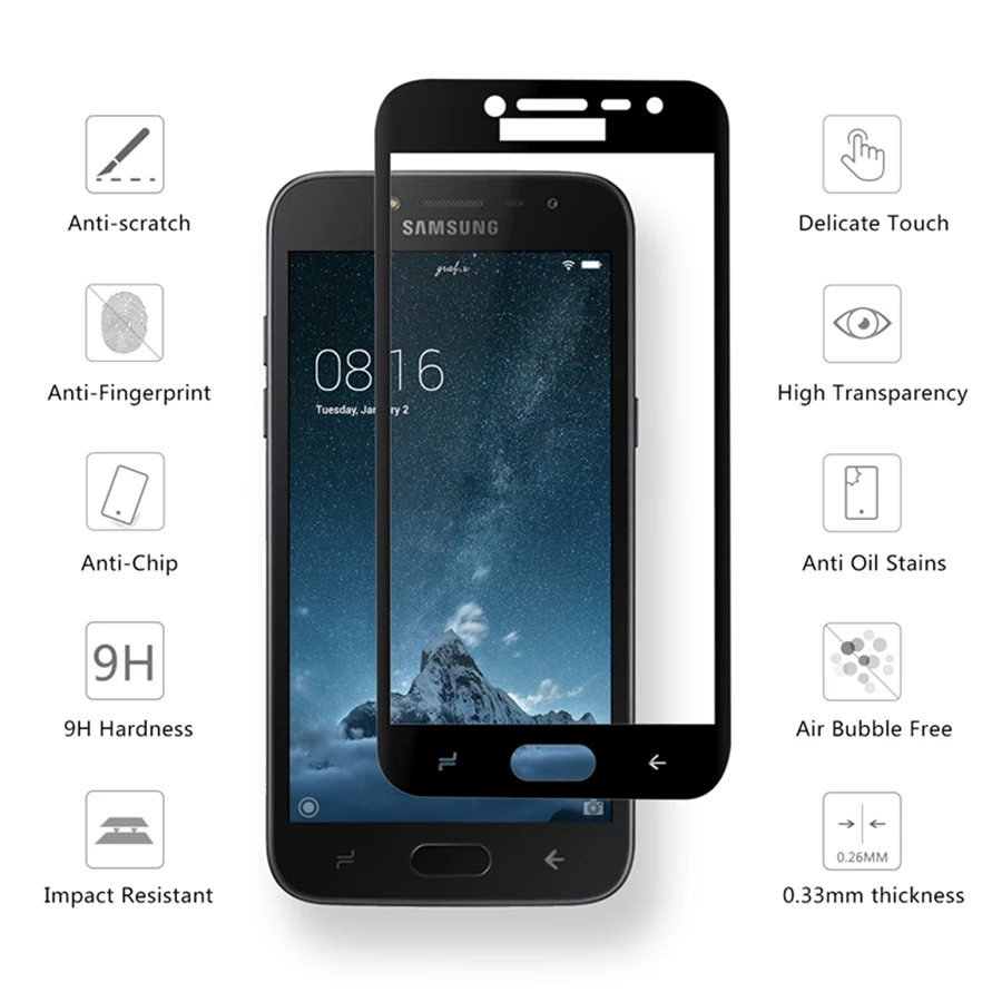 UPaitou полное покрытие из закаленного стекла для samsung Galaxy J2 Pro 2018 экрана протектор