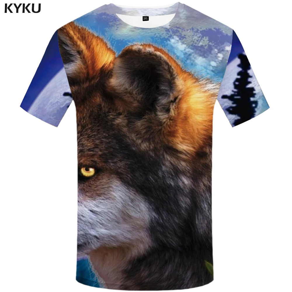 KYKU Wolf футболка одежда для глаз топы с животными футболки мужчин 3d Топ Футболка