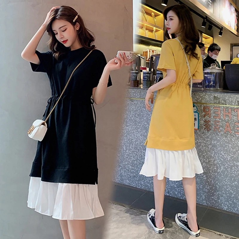 Платье для беременных Хлопковое платье с коротким рукавом кормления | Мать и