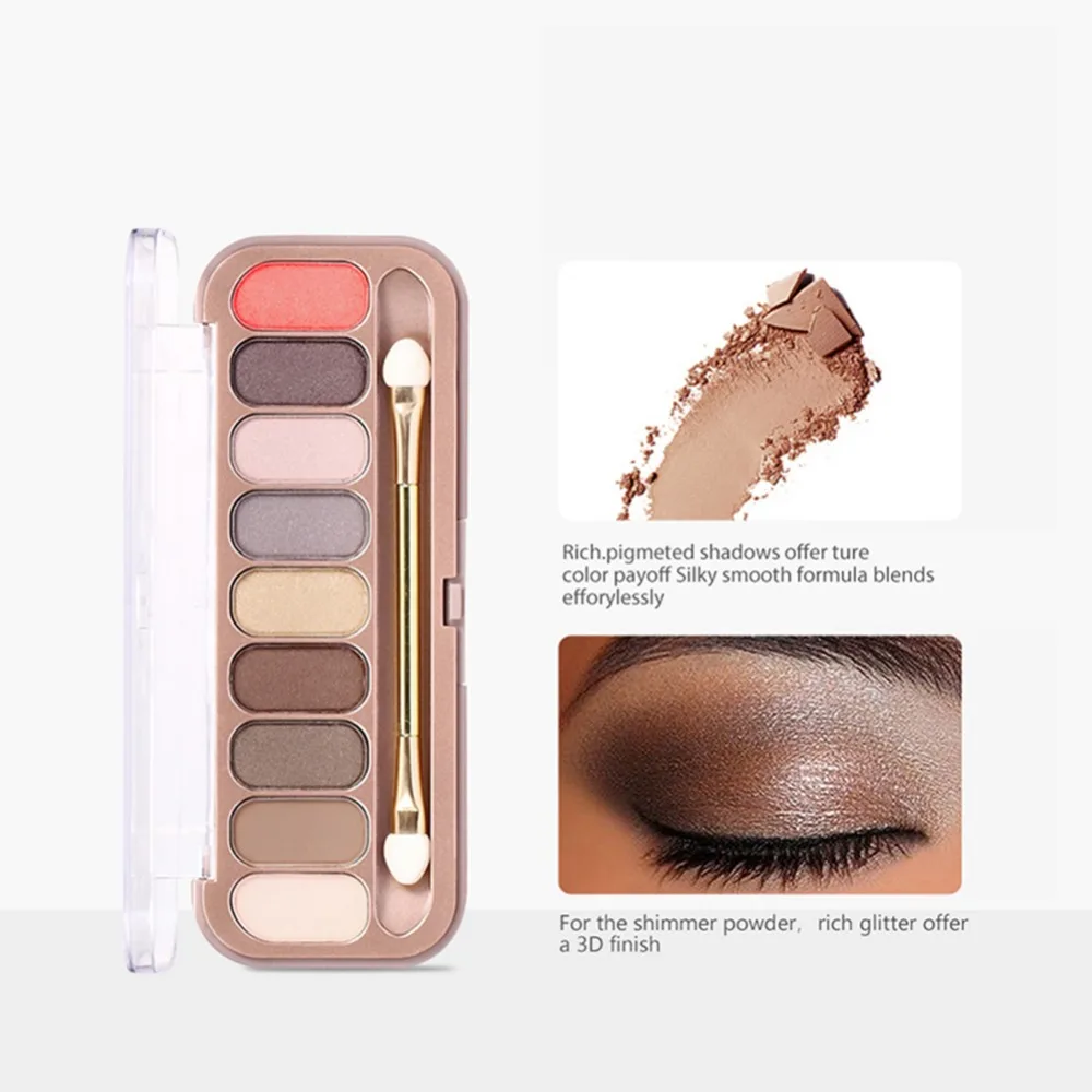 9 Color Glitter Luminous Eyeshadow Powder Shimmer Matte Long Lasting Waterproof Eye Shadow Palette With Brush Cosmetic #260865 |