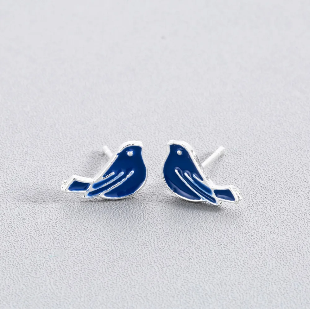 Модные синие серьги гвоздики в виде птиц Cxwind для женщин и девушек эффектные