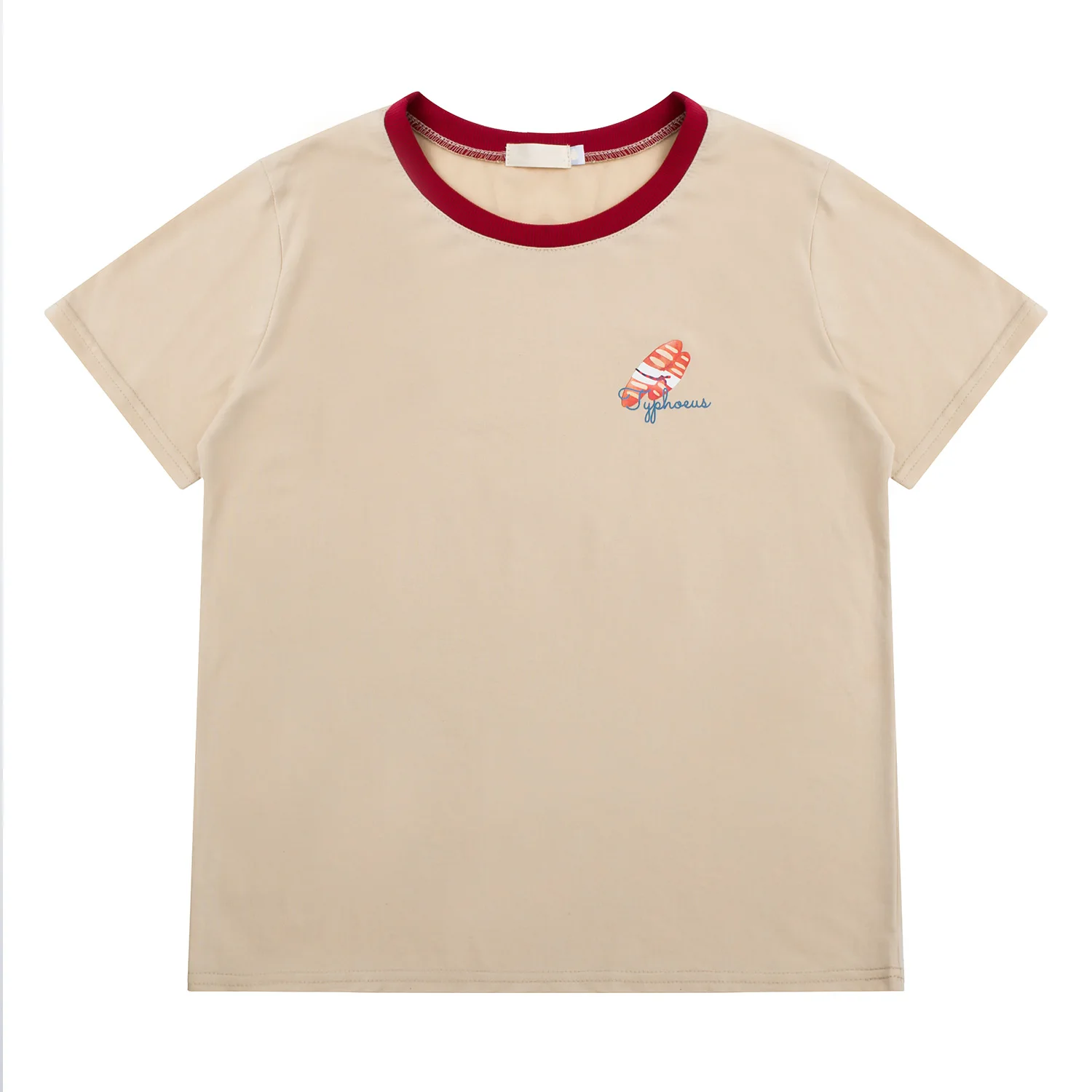 Женская футболка с круглым вырезом свободная цвета хаки коротким рукавом и