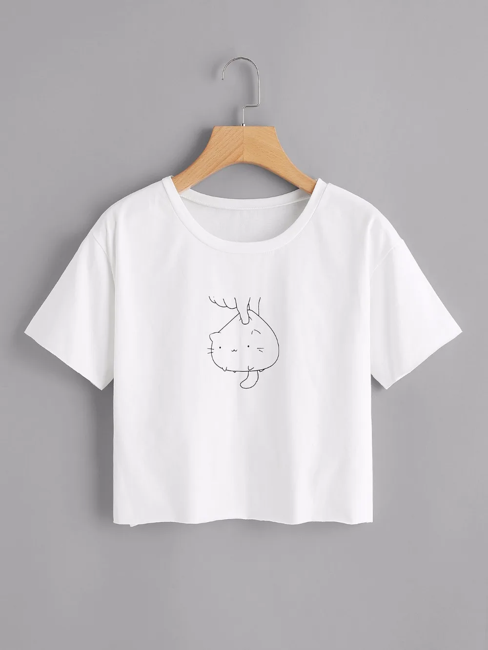 Кошка Забавный Графический Женская короткая футболка 90s мода хлопок Топы kawaii