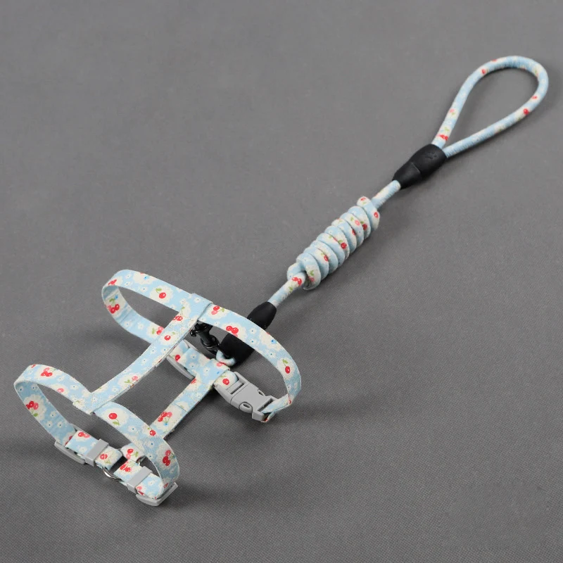 Adjustable Cat Collar Harness Leash for Dogs I-shaped Vest Cotton Rope Small Pet Traction Walk Kitten Halter Products